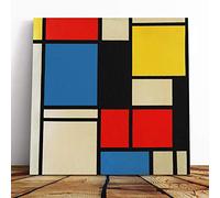 Big Box Art Canvas Print Wall Art Piet Mondrian Lithograph | Mounted and Stretched Box Frame Picture | Home Decor for Kitchen, Living, Dining Room, Bedroom, Hallway, Muli-Colour, 20x20 Inch, CANVASVARISQ763