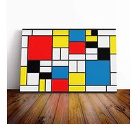 Big Box Art Canvas Print Wall Art Piet Mondrian Style of | Mounted and Stretched Box Frame Picture | Home Decor for Kitchen, Living, Dining Room, Bedroom, Hallway, Multi-Colour, 30x20 Inch