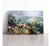 Big Box Art Canvas Print Wall Art Pieter Bruegel The Elder The Fall of Icarus | Mounted & Stretched Box Frame Picture | Home Decor for Kitchen, Living Room, Bedroom, Hallway, Multi-Colour, 30x20 Inch