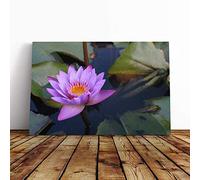 Big Box Art Canvas Print Wall Art Pink Purple Flower Lotus (1) | Mounted and Stretched Box Frame Picture | Home Decor for Kitchen, Living, Dining Room, Bedroom, Hallway, Multi-Colour, 30x20 Inch