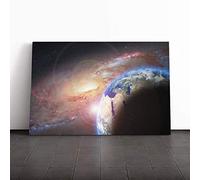 Big Box Art Canvas Print Wall Art Planets Sun Space Earth Galaxy | Mounted and Stretched Box Frame Picture | Home Decor for Kitchen, Living Room, Bedroom, Hallway, Multi-Colour, 20x14 Inch
