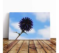 Big Box Art Canvas Print Wall Art Purple Thistle Flower | Mounted and Stretched Box Frame Picture | Home Decor for Kitchen, Living, Dining Room, Bedroom, Hallway, Multi-Colour, 20x14 Inch