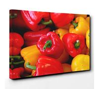 Big Box Art Canvas Print Wall Art Red and Yellow Peppers | Mounted and Stretched Box Frame Picture | Home Decor for Kitchen, Living, Dining Room, Bedroom, Hallway, Multi-Colour, 30x20 Inch