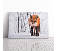 Big Box Art Canvas Print Wall Art Red Fox in Winter Forest (1) | Mounted and Stretched Box Frame Picture | Home Decor for Kitchen, Living, Dining Room, Bedroom, Hallway, Multi-Colour, 20x14 Inch