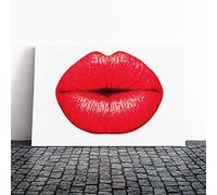 Big Box Art Canvas Print Wall Art Red Lips Kiss | Mounted and Stretched Box Frame Picture | Home Decor for Kitchen, Living, Dining Room, Bedroom, Hallway, Multi-Colour, 20x14 Inch
