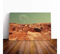 Big Box Art Canvas Print Wall Art Red Planet Mars Space | Mounted and Stretched Box Frame Picture | Home Decor for Kitchen, Living, Dining Room, Bedroom, Hallway, Multi-Colour, 20x14 Inch