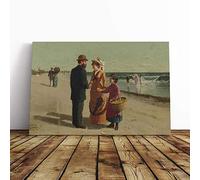Big Box Art Canvas Print Wall Art Samuel S. Carr Meeting on The Beach | Mounted & Stretched Box Frame Picture | Home Decor for Kitchen, Living Room, Bedroom, Hallway, Multi-Colour, 30x20 Inch