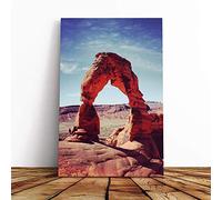 Big Box Art Canvas Print Wall Art Sandstone Arch Utah USA Landscape | Mounted & Stretched Box Frame Picture | Home Decor for Kitchen, Living Room, Bedroom, Hallway, Multi-Colour, 24x16 Inch