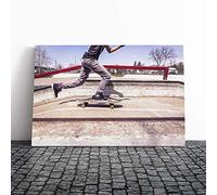 Big Box Art Canvas Print Wall Art Skateboarding Skate Park (1) | Mounted & Stretched Box Frame Picture | Home Decor for Kitchen, Living Room, Bedroom, Hallway, Multi-Colour, 30x20 Inch