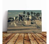 Big Box Art Canvas Print Wall Art Skateboarding Skate Park (2) | Mounted & Stretched Box Frame Picture | Home Decor for Kitchen, Living Room, Bedroom, Hallway, Multi-Colour, 30x20 Inch