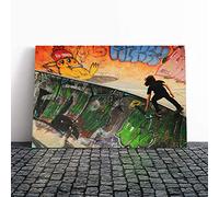 Big Box Art Canvas Print Wall Art Skateboarding Skate Park | Mounted & Stretched Box Frame Picture | Home Decor for Kitchen, Living Room, Bedroom, Hallway, Multi-Colour, 20x14 Inch