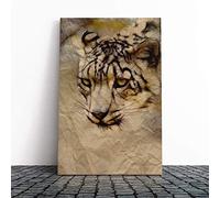 Big Box Art Canvas Print Wall Art Snow Leopard | Mounted and Stretched Box Frame Picture | Home Decor for Kitchen, Living, Dining Room, Bedroom, Hallway, Multi-Colour, 20x14 Inch
