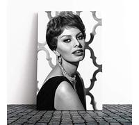 Big Box Art Canvas Print Wall Art Sophia Loren | Mounted and Stretched Box Frame Picture | Home Decor for Kitchen, Living, Dining Room, Bedroom, Hallway, Multi-Colour, 30x20 Inch
