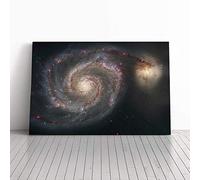 Big Box Art Canvas Print Wall Art Spiral Galaxy Space | Mounted and Stretched Box Frame Picture | Home Decor for Kitchen, Living, Dining Room, Bedroom, Hallway, Multi-Colour, 20x14 Inch