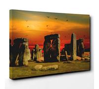 Big Box Art Canvas Print Wall Art Stonehenge Wiltshire (1) | Mounted and Stretched Box Frame Picture | Home Decor for Kitchen, Living, Dining Room, Bedroom, Hallway, Multi-Colour, 24x16 Inch