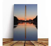 Big Box Art Canvas Print Wall Art Sunrise Washington Monunment USA | Mounted and Stretched Box Frame Picture | Home Decor for Kitchen, Living Room, Bedroom, Hallway, Multi-Colour, 24x16 Inch
