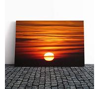 Big Box Art Canvas Print Wall Art Sunset Red and Orange | Mounted and Stretched Box Frame Picture | Home Decor for Kitchen, Living, Dining Room, Bedroom, Hallway, Multi-Colour, 24x16 Inch