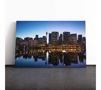 Big Box Art Canvas Print Wall Art Sydney Australia Skyline 2 | Mounted and Stretched Box Frame Picture | Home Decor for Kitchen, Living, Dining Room, Bedroom, Hallway, Multi-Colour, 24x16 Inch