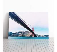 Big Box Art Canvas Print Wall Art The Golden Gate Bridge San Francisco California (3) | Mounted & Stretched Box Frame Picture | Home Decor for Kitchen, Living Room, Bedroom, Multi-Colour, 20x14 Inch
