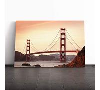 Big Box Art Canvas Print Wall Art The Golden Gate Bridge San Francisco California (4) | Mounted & Stretched Box Frame Picture | Home Decor for Kitchen, Living Room, Bedroom, Multi-Colour, 20x14 Inch