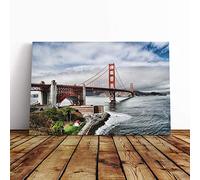 Big Box Art Canvas Print Wall Art The Golden Gate Bridge San Francisco California (8) | Mounted & Stretched Box Frame Picture | Home Decor for Kitchen, Living Room, Bedroom, Multi-Colour, 20x14 Inch