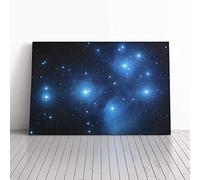 Big Box Art Canvas Print Wall Art The Pleiades Star Cluster Space | Mounted and Stretched Box Frame Picture | Home Decor for Kitchen, Living Room, Bedroom, Hallway, Multi-Colour, 20x14 Inch