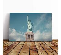 Big Box Art Canvas Print Wall Art The Statue of Liberty New York City (2) | Mounted & Stretched Framed Picture | Home Decor for Kitchen, Living Room, Bedroom, Hallway, Multi-Colour, 24x16 Inch