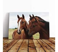 Big Box Art Canvas Print Wall Art Three Horses | Mounted and Stretched Box Frame Picture | Home Decor for Kitchen, Living, Dining Room, Bedroom, Hallway, Multi-Colour, 30x20 Inch