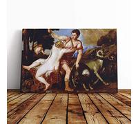 Big Box Art Canvas Print Wall Art Titian Venus and Adonis 2 | Mounted and Stretched Box Frame Picture | Home Decor for Kitchen, Living, Dining Room, Bedroom, Hallway, Multi-Colour, 24x16 Inch
