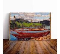 Big Box Art Canvas Print Wall Art Tom Thomson Bateaux | Mounted and Stretched Box Frame Picture | Home Decor for Kitchen, Living, Dining Room, Bedroom, Hallway, Multi-Colour, 24x16 Inch