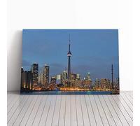 Big Box Art Canvas Print Wall Art Toronto Canada Skyline | Mounted and Stretched Box Frame Picture | Home Decor for Kitchen, Living, Dining Room, Bedroom, Hallway, Multi-Colour, 30x20 Inch