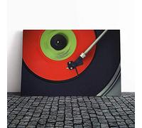 Big Box Art Canvas Print Wall Art Turntable Record Vinyl | Mounted and Stretched Box Frame Picture | Home Decor for Kitchen, Living, Dining Room, Bedroom, Hallway, Multi-Colour, 20x14 Inch