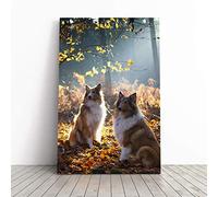 Big Box Art Canvas Print Wall Art Two Rough Collie Dogs | Mounted and Stretched Box Frame Picture | Home Decor for Kitchen, Living, Dining Room, Bedroom, Hallway, Multi-Colour, 20x14 Inch