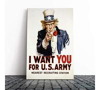 Big Box Art Canvas Print Wall Art Uncle Sam Recruitment War Poster | Mounted and Stretched Box Frame Picture | Home Decor for Kitchen, Living Room, Bedroom, Hallway, Multi-Colour, 30x20 Inch