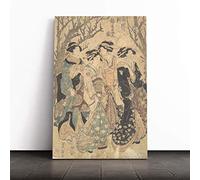 Big Box Art Canvas Print Wall Art Utagawa Japanese Oriental Four Women | Mounted & Stretched Box Frame Picture | Home Decor for Kitchen, Living Room, Bedroom, Hallway, Multi-Colour, 30x20 Inch