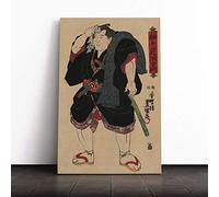 Big Box Art Canvas Print Wall Art Utagawa Japanese Oriental Sumo | Mounted and Stretched Box Frame Picture | Home Decor for Kitchen, Living Room, Bedroom, Hallway, Multi-Colour, 24x16 Inch