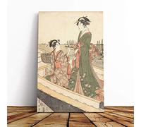 Big Box Art Canvas Print Wall Art Utagawa Japanese Oriental Two Women in a Boat | Mounted & Stretched Box Frame Picture | Home Decor for Kitchen, Living Room, Bedroom, Multi-Colour, 30x20 Inch