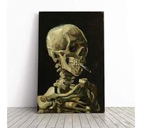 Big Box Art Canvas Print Wall Art Vincent Van Gogh Cigarette with Skull | Mounted & Stretched Box Frame Picture | Home Decor for Kitchen, Living Room, Bedroom, Hallway, Multi-Colour, 20x14 Inch