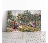 Big Box Art Canvas Print Wall Art Vincent Van Gogh Garden with Courting Couples | Mounted & Stretched Box Frame Picture | Home Decor for Kitchen, Living Room, Bedroom, Multi-Colour, 20x14 Inch