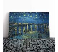 Big Box Art Canvas Print Wall Art Vincent Van Gogh Starry Night Over The Rhone | Mounted & Stretched Box Frame Picture | Home Decor for Kitchen, Living Room, Bedroom, Hallway, Multi-Colour, 24x16 Inch