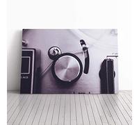 Big Box Art Canvas Print Wall Art Vintage Music Player (4) | Mounted and Stretched Box Frame Picture | Home Decor for Kitchen, Living, Dining Room, Bedroom, Hallway, Multi-Colour, 20x14 Inch