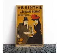 Big Box Art Canvas Print Wall Art Vintage Poster Absinthe | Mounted and Stretched Box Frame Picture | Home Decor for Kitchen, Living, Dining Room, Bedroom, Hallway, Multi-Colour, 24x16 Inch