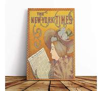 Big Box Art Canvas Print Wall Art Vintage Poster New York Times | Mounted and Stretched Box Frame Picture | Home Decor for Kitchen, Living, Dining Room, Bedroom, Hallway, Multi-Colour, 24x16 Inch