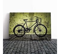 Big Box Art Canvas Print Wall Art Vintage Retro Bike Bicycle | Mounted and Stretched Box Frame Picture | Home Decor for Kitchen, Living, Dining Room, Bedroom, Hallway, Multi-Colour, 20x14 Inch
