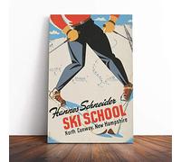 Big Box Art Canvas Print Wall Art Vintage Ski Travel Poster 11 | Mounted and Stretched Box Frame Picture | Home Decor for Kitchen, Living, Dining Room, Bedroom, Hallway, Multi-Colour, 20x14 Inch