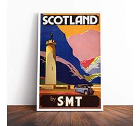 Big Box Art Canvas Print Wall Art Vintage Travel Poster Scotland | Mounted and Stretched Box Frame Picture | Home Decor for Kitchen, Living Room, Bedroom, Hallway, Multi-Colour, 30x20 Inch
