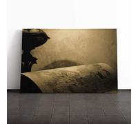 Big Box Art Canvas Print Wall Art Vintage World Map | Mounted and Stretched Box Frame Picture | Home Decor for Kitchen, Living, Dining Room, Bedroom, Hallway, Multi-Colour, 24x16 Inch