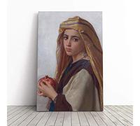 Big Box Art Canvas Print Wall Art William Adolphe Bouguereau Girl with a Pomegranite | Mounted & Stretched Box Frame Picture | Home Decor for Kitchen, Living Room, Bedroom, Multi-Colour, 30x20 Inch