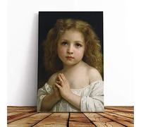 Big Box Art Canvas Print Wall Art William Adolphe Bouguereau Little Girl | Mounted & Stretched Box Frame Picture | Home Decor for Kitchen, Living Room, Bedroom, Hallway, Multi-Colour, 20x14 Inch