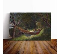 Big Box Art Canvas Print Wall Art Winslow Homer Girl in a Hammock | Mounted and Stretched Box Frame Picture | Home Decor for Kitchen, Living Room, Bedroom, Hallway, Multi-Colour, 20x14 Inch